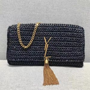 Fashion designer handbag gold kate tassel bags for Women mens Clutch straw Raffia weave crossbody bag Wallets Luxury Shoulder tote satchel cosmetic Even Bag Purses