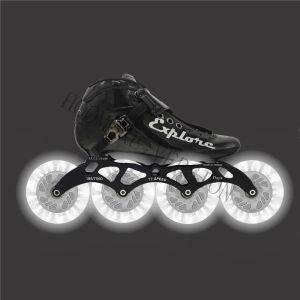 Shoes Inline Speed Skates Shoes LED Flash Shine Wheels for 4X110mm 100 90 Road Street Cruise Roller 90A PU Wheel Carbon Fiber Roller