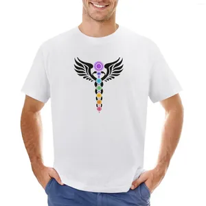 Canotte da uomo Caduceo Kundalini 7 Chakra Spiritualità Simbolo Salute T-shirt Estate Top Abbigliamento T-shirt oversize per uomo