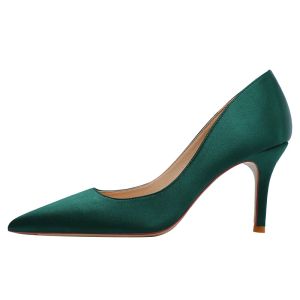 Stiefel blaugrüne Seide speicherte Zeh dünne High Heels Koreanische Frauen mit atmungsaktivem sexy Stiletto Schuhen klassische Büropumpen O0009