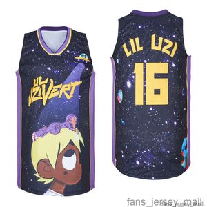 Film Basketball 16 Lil Uzi Vert Jersey Männer Sommer HipHop High School Stickerei Universität für Sportfans Vintage Team Farbe Schwarzes Hemd atmungsable Pullover