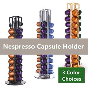 Rotatable Coffee Capsules Pods Holder Nespresso Stojak do przechowywania 40 szt. Żelazna kapsułka półki na wystawie RAGK ORGANIZER 240307