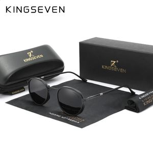 Kingseven óculos de sol de armação redonda para homens polarizados uv400 design de marca de luxo vintage feminino óculos de proteção 240304