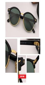 Novo retro clássico vintage redondo óculos de sol masculino marca designer círculo óculos de sol feminino 4246 qualidade superior lente verde óculos condução3020113