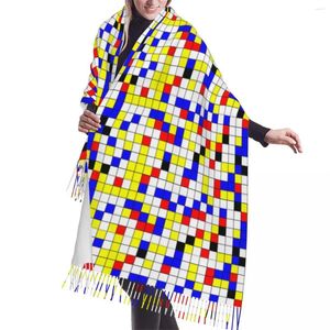 Sciarpe Stampate Personalizzate Piet Mondrian Minimalista De Stijl Sciarpa di Arte Moderna Donna Uomo Inverno Caldo Moda Versatile Scialle Avvolgente