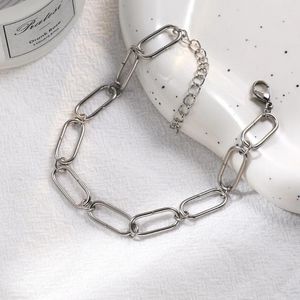 Link Armbänder Einfache Chunky Hohl Quadratische Kette Für Frauen Männer Mode Edelstahl Silber Farbe Hand Zubehör Großhandel