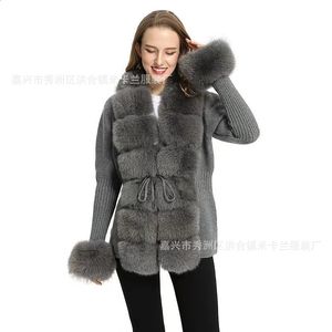 Futra kobiet Faux Fur Cropped Sweater sweter Spring Spring Autumn Faux Fur Knit Sweter z Faux Fur Flar Ladies Płaszcz 231006