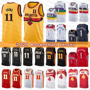 Custom Men Women Youth New Best Orleans Atlantas''Hawk''Pelican Basketball Jersey Zion 1 Williamson 2021 2022 New Trae 11 Young Spud 4 Webb Beige