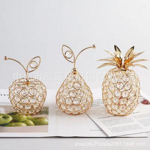 Ljushållare europeiska lyxiga gyllene äpple ananas dekorativa ornament glas te ljushållare hem dekoration skrivbord matsal
