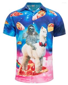 Męskie koszule hawajskie koszulę plażową 3D zwierzę Zwierzęta śmieszna koszulka Top Krótkie guziki na wakacje Aloha Streetwear