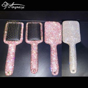 Anglnya Women Airbag Comb with Diamonds Hair Brush Scalp Massage Comb Wet and Dry Oury Massage Air Came Comb Styling Tools 240314