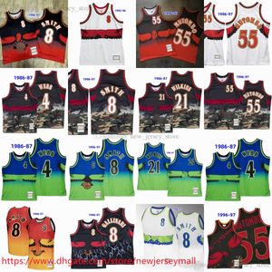 Personalizado XS-6XL Clássico Retro 1996-97 Impressão Digital Basquete 55 Dikembe Mutombo Jersey Vintage 8 Steve Smith 4 Spud Webb Jerseys Respirável Esporte Homem Mulheres Juventude Crianças