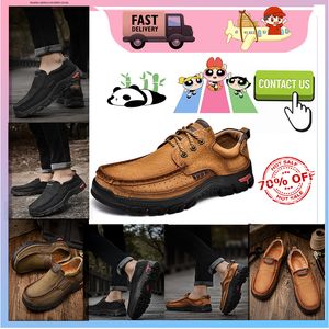 Vandringskor avslappnad plattformsdesigner le1ather shoxes för män äkta läder överdimensionerade loafers för män avslappnad anti slip läder träning sneakers gai