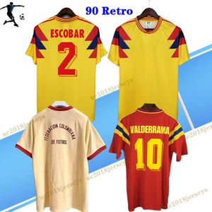 Valderrama Retro Soccer Jersey 1990 Colombia Special Edition Джеймс Футбольная рубашка Falcao Youth Child Camiseta Cotton Retro Casual футболка