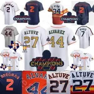 2024 Maglia Alvarez personalizzata S-4XL 44 Alvarez 7 Biggio 27 Jose Altuve 34 Nolan Ryan George Springer Michael Brantley Yuli Gurriel 2 Alex Bregman Astros Maglie da baseball