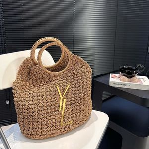 Moda dokuma çanta çanta tasarımcı çanta kadınlar için saman çanta bayan hobo çanta mektup şık totebag taşınabilir toka çantaları