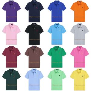2024 Small Horse Casual Lapel T Handsome Fashion Shirt Men Kort ärm Multi Color Solid Classic T Shirts Polo Chemise Designer Polos Brand Tee Hgk6