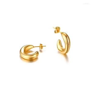 Stud Earrings Minimalist Metal For Women Gold Color Stainless Steel Chic Lady Girl Half Circle Vintage Party Jewelry