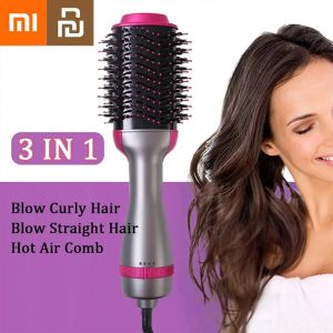 Irons Youpin Xiaomi 3 In 1 Hot Air Comb Styling Comb for Straight Curly Electric Hot Air Brush Heating Comb Hair Straightening Brush