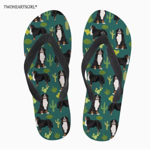 Flops twoheartsgirl Bernese Mountain Dog Summer Flipflops lägenheter Skor Kvinna Casual Home Slippers Beach Sandals Flip Flops Custom