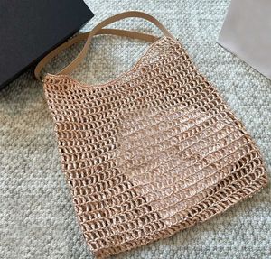 STRAW HOLLOW Tote Brand Design Women Beach Y Travel Bag 43x33cm Purse Single Messengers Pures 240318