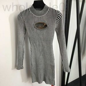 Plus size Dresses designer Letter Women Knitted Dress Luxury Designer Slim Chest Sexy Hollow Out Cut Off Design YA4X