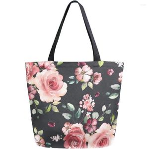 Borse per la spesa Borsa a tracolla con peonia in fiore Grande capacità Riutilizzabile Facile da pulire Donna