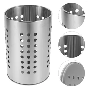 Kitchen Storage Stainless Steel Cutlery Bucket Clothes Drying Rack Desktop Spoon Container Tool