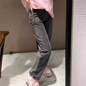 Jeans da donna firmati Old Grey lettere MIU fatte a mano con cintura irregolare e design a colori a contrasto, jeans versatili da donna in estate HMIT