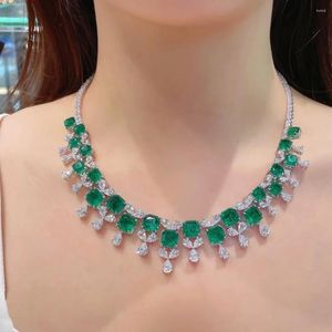 Pendant Necklaces CUMEE Cubic Zirconia 925 Sterling Silver Green Luxury Cultivating Emeralds Synthetic Plated Gold Necklace