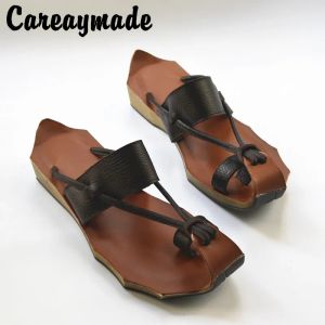 Slipare Careaymadenew äkta läder Pure Handmade Zen Art Retro Slipper, Retro Art Mori Girl Shoes, Women's Slipper, 4 Colors