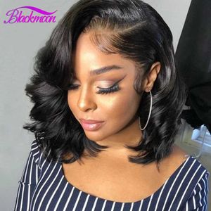 Synthetic Wigs Brazilian Body Wave Short Bob 4x4 Closure Wig Transparent 13x4 Lace Front Human Hair Wigs for Women Pre Plucked Natural Hair 240328 240327