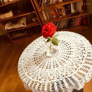 Table Cloth Plaid Tablecloth Handmade Crochet Cotton Round Beige Tablecloths For Wedding Hand