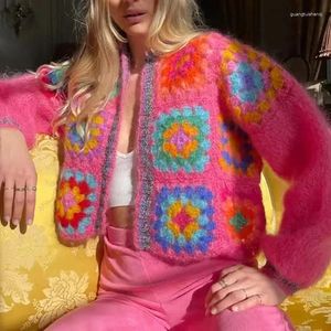 女性のニットayualinカジュアル特大の秋のセーター2024エスニック格子縞のゆるいセーター
