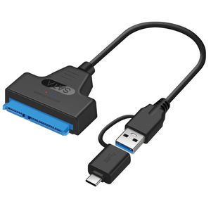 Yeni 2 In 1 SATA-USB3.0 Tip-C Adaptör Kablosu 6 Gbps'ye Kadar Yüksek Hızlı Destek 2.5 inç Harici HDD SSD sabit sürücü 22 pin SATA