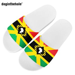 Slippers Doginthehole Afro American Pan Africano Bandeira Impressão de Verão Mulheres Casa Chetes Diretas de Banheiro Nonos Sandálias ao ar livre