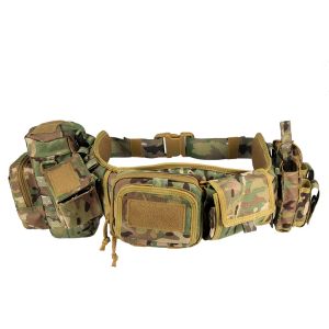 Bags Camouflage Multifunction Fivepiece Set Tactical Girdle Tactical Waist Bag Military Fan Hunting Accessories Pouch