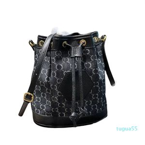 Bucket Bag Shoulder Bag Women's Diagonal Bags Denim Fabric Printed Letter Decoration Modeling Fashion Adjustable Strap Length High-Capacity