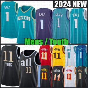 Herren Jugend LaMelo Ball Trae Young Basketball Jersey Brandon Miller Dejounte Murray 2023 2024 City Shirt Kinder Rot Gelb 1 11