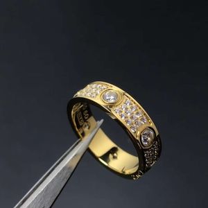 screw carter rings nail Rose Gold V-Gold Ring Full Sky Star Diamond LOVE Wide Narrow Three Rows Matching for Men Women IK3C