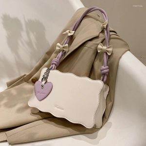 Drawstring Niche Korean Underarm Bag For Women Spring/Summer 2024 Bow Girl Small Square Bags Fashion Pu Leather Single Shoulder Handbag