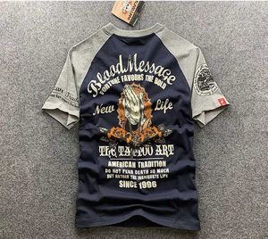 Erkekler Tişörtler Lotus Baskı Dövme Tişörtlü Erkekler Rahat Pamuk Kısa Kollu Kaya Biker Tişörtler El Boncuklar Boyama Hip Hop Üstleri Tees Gömlek J240316