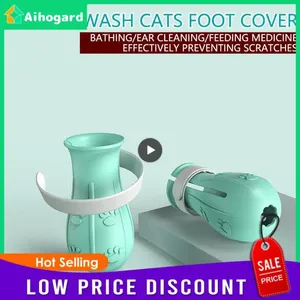 Trajes de gato de silicone anti-risco sapatos para gatos ajustável pet botas banho lavagem garra pata capa protetor suprimentos de preparação