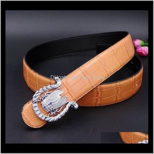 Diamond Cicada Animal Men Designer Belt Crocodile Leather Fashion Luxury Treming 3D Smooth Buckle 125cm KMV8n Belts Qehdw268m