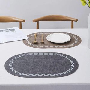 Table Mats Placemat Chic Oval Shape Mat Wear-resistant Non-Slip Dining Cup Room Stuffs