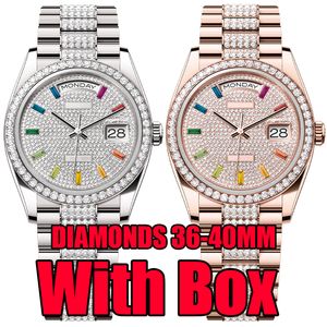 luxury diamonds womens mens watch designer watches high quality top day date automatic mechanical movement watches sapphire stainless steel waterproof with box