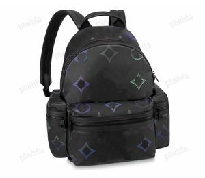Designer-Lederrucksack Comet Black Borealis Rucksack mit 2 seitlichen Reißverschlusstaschen, luxuriöse Umhängetasche, Umhängetasche