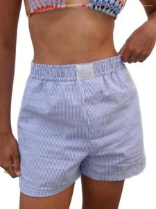 Kvinnors shorts kvinnor y2k rutig pyjamas söt elastisk midja gingham boxare casual micro lounge randiga bottnar