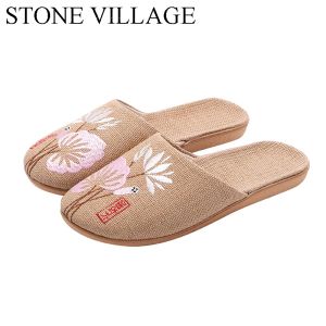 Flops Stone Village bestickt japanische Vollwildschwanzer Männer vier Jahreszeiten atmungsaktiv Eva Nonslip Viskose Hanfschuhe Frauen Frauen