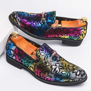 Non-Brand Fancy Dress Shoes HBP Rainbow Upper Colorful Design Formal Slip On Hot Selling Men Casual Loafer